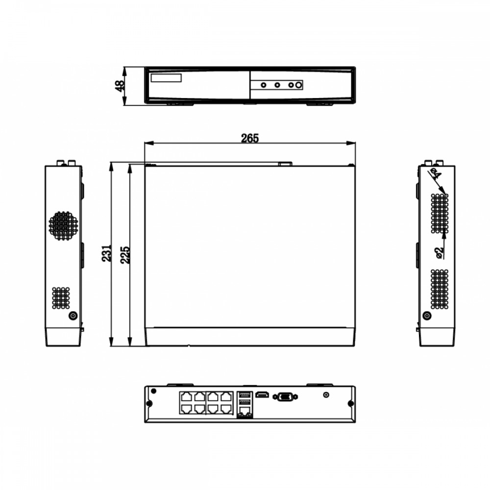 DS-7108NI-Q1/8P/M(C) 8-ми канальный IP-видеорегистратор c PoE
