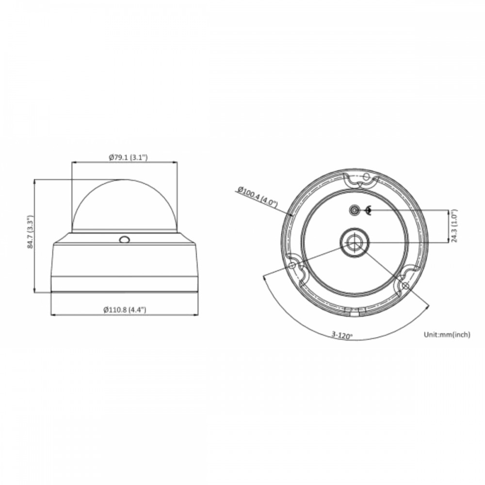 DS-2CD2123G0E-I(B) (2.8 мм) 2 Мп купольная IP-камера