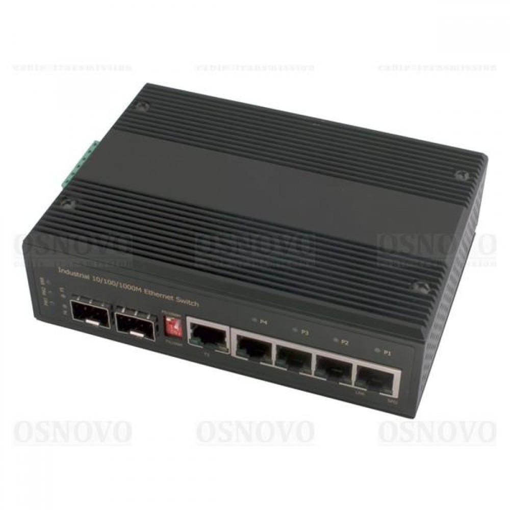 SW-7052/I Промышленный неуправляемый коммутатор Gigabit Ethernet на 6 портов.