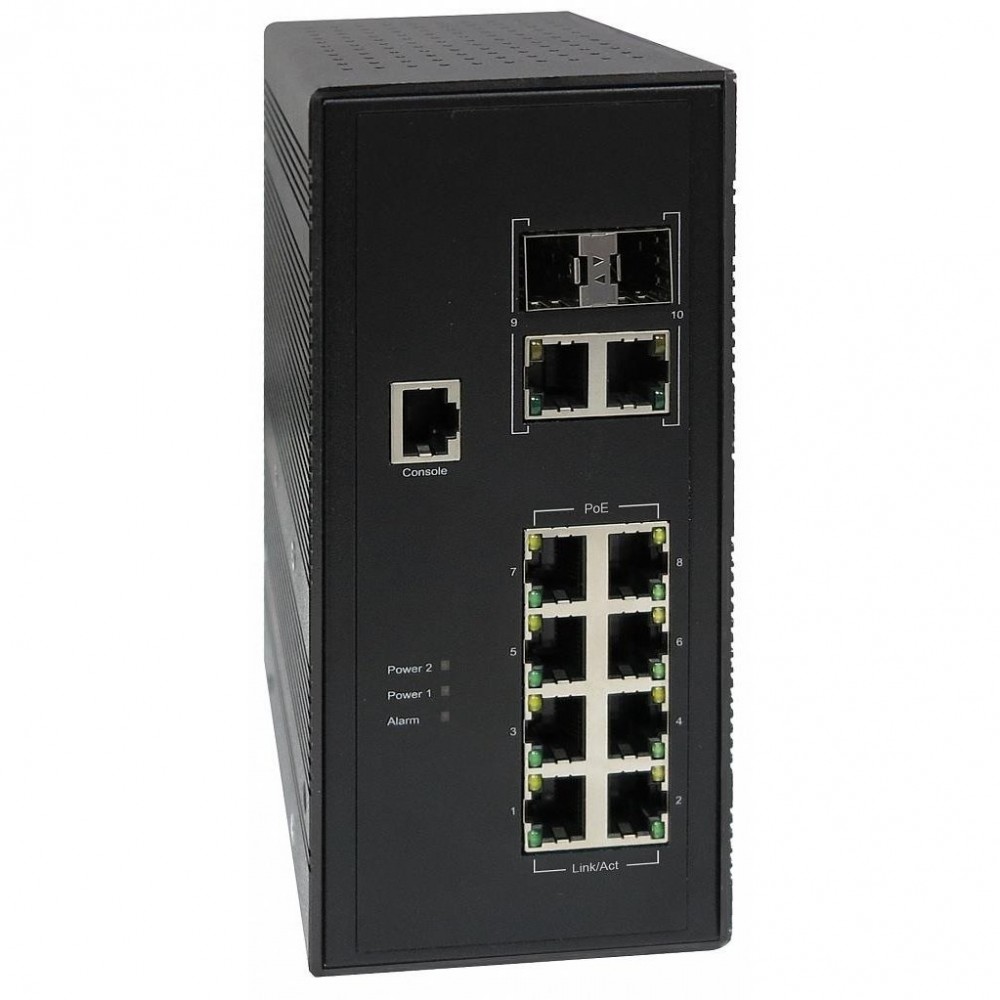 SW-60822/ILC Промышленный управляемый (L2+) PoE коммутатор на 10 портов.