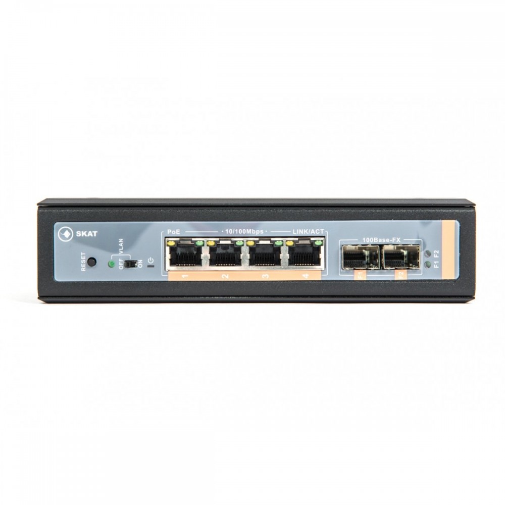 SKAT PoE-IN-4E-2S Специализированный неуправляемый промышленный PoE коммутатор.