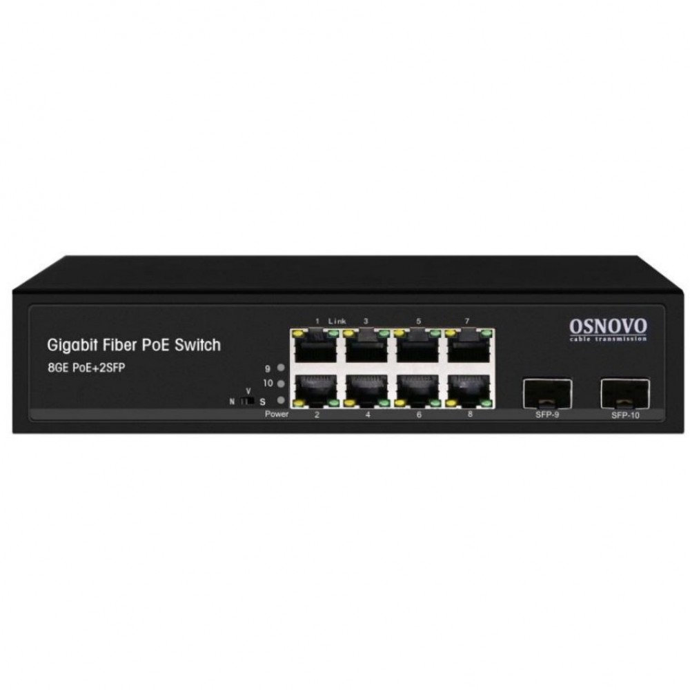 SW-80802(150W) PoE коммутатор Gigabit Ethernet на 8 RJ45+2 SFP порта.