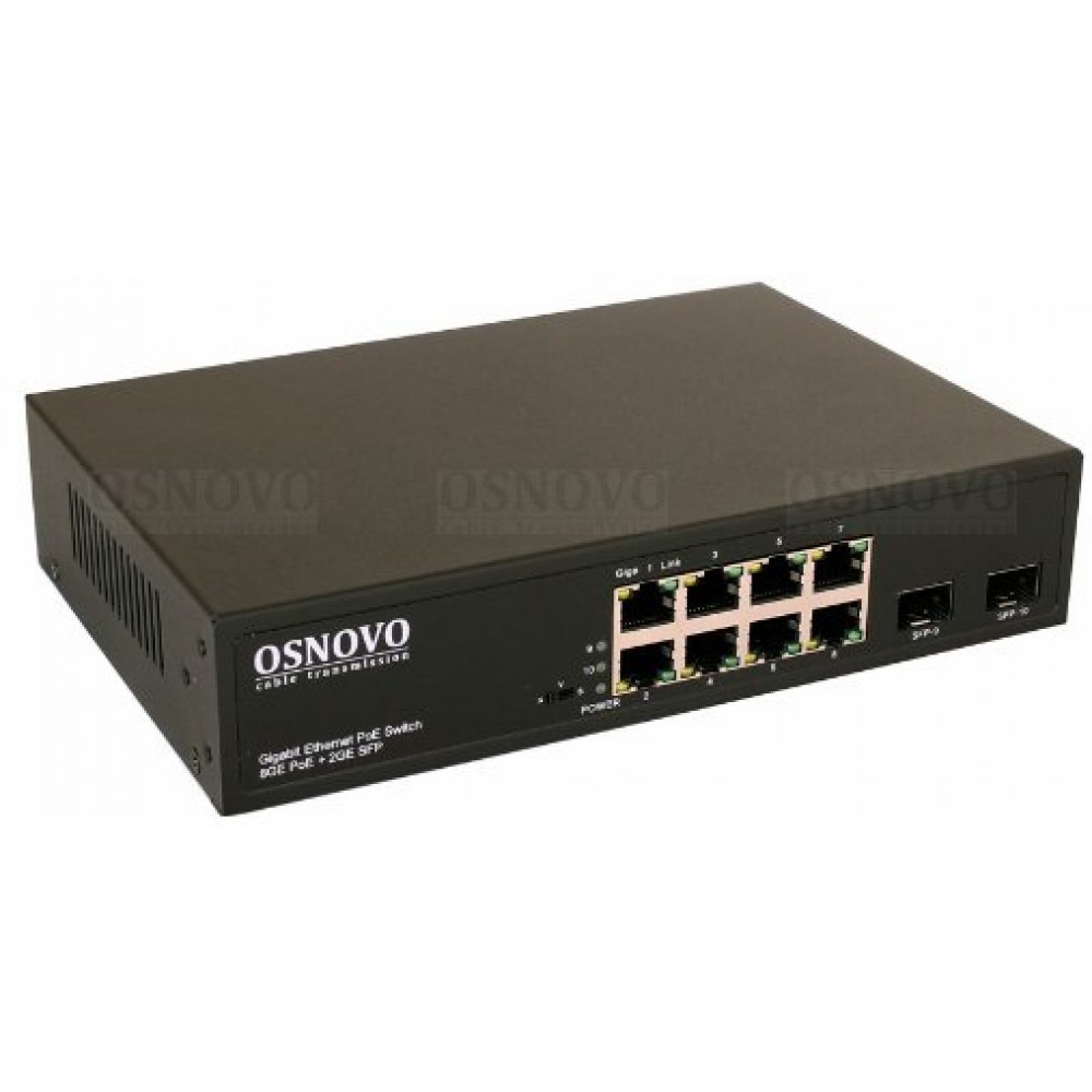 SW-80802(150W) PoE коммутатор Gigabit Ethernet на 8 RJ45+2 SFP порта.