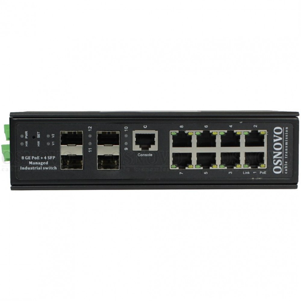 SW-80804/ILS(port 90W,300W) Промышленный управляемый (L2+) HiPoE коммутатор