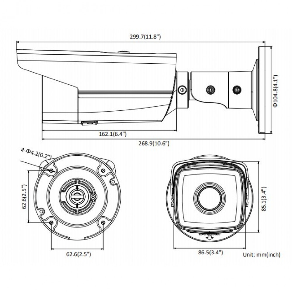 DS-2CD3T45FWD-I8 (12 мм) 4 Мп уличная цилиндрическая IP-камера