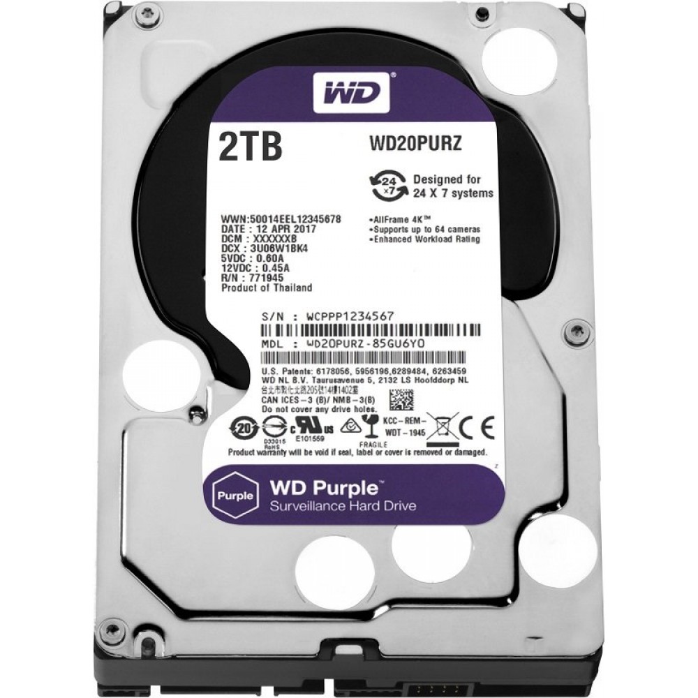 HDD 2 Tb WD20PURZ Purple Жесткий диск на 2 ТБ