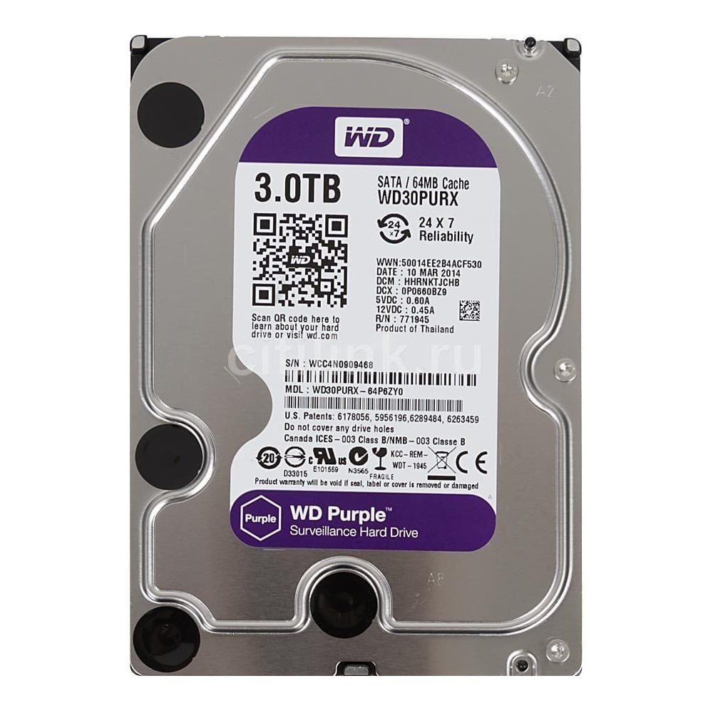 HDD 3 TB WD30PURZ Purple Жесткий диск на 3ТБ