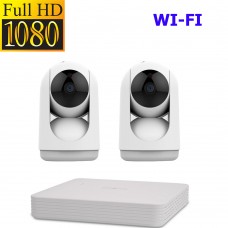 АктивСБ Комплект видеонаблюдения для квартиры с 2 Wi-Fi камерами FullHD с удаленным просмотром без роутера