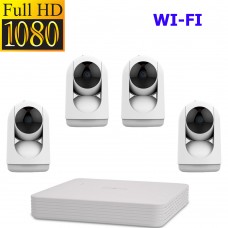 АктивСБ Комплект видеонаблюдения для квартиры с 4 Wi-Fi камерами FullHD с удаленным просмотром без роутера