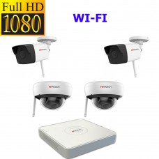 АктивСБ Комплект видеонаблюдения для дома с 4 Wi-Fi камерами FullHD (уличные+внутренние) облачное подключени