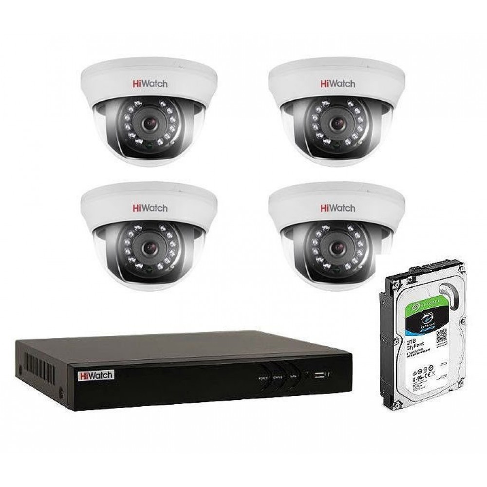 Комплект видеонаблюдения для подъезда Подъезд-4IR IP-2Mpix на четыре купольных камеры
