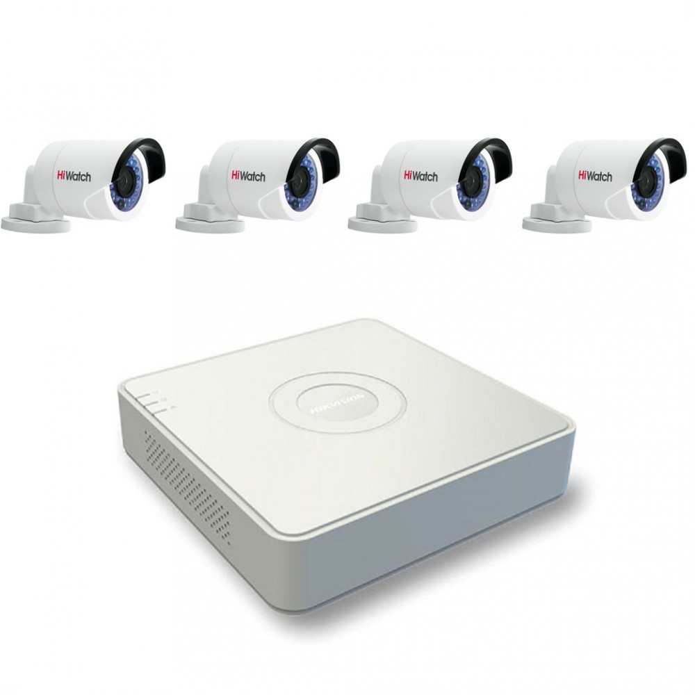 Комплект IP видеонаблюдения Parking-4IR IP-1,3Mpix на 4 камеры с разрешением 1,3 Мпикс и ИК подсветкой до 20 метров