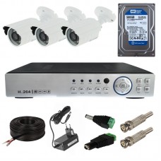 Комплект видеонаблюдения Дача-3IR AHD-2 Мпикс на три уличных камеры с разрешением 2 Мпикс и ИК подсветкой до 20 метров