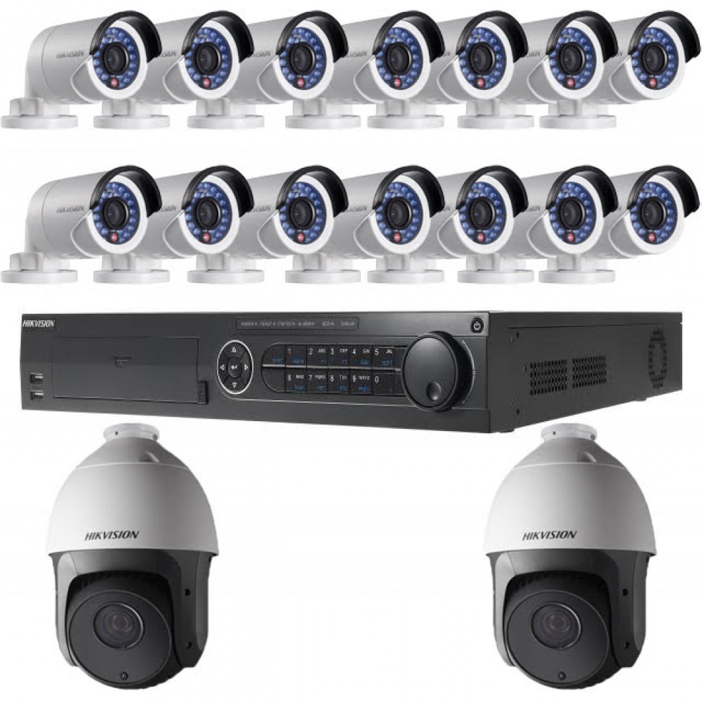 Комплект видеонаблюдения Склад-16IP PTZ 4 Мпикс на 16 камер высокого разрешения для склада 600 - 800 кв. метров с записью в темное время суток и по датчику движения